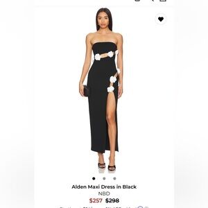 Alden Black Maxi Dress with White Floral Accents